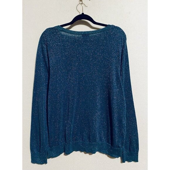 Talbots Cardigan Sweater Womens 2X Blue Glitter Sparkly Jeweled Buttons Holiday - Picture 3 of 6